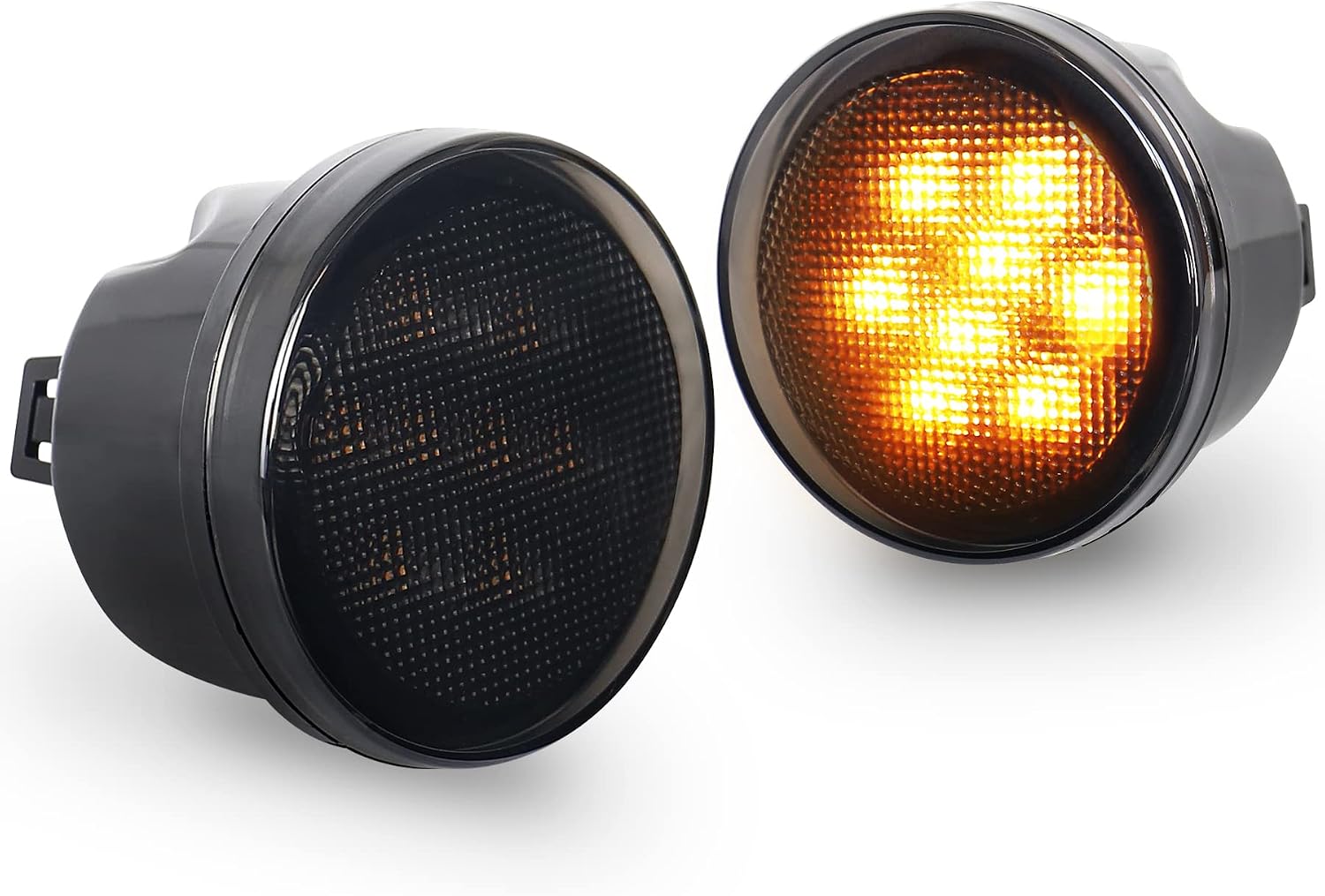 PXPART JK Turn Signal Lights Smoke Lens Amber LED Front Grill Indicator Parking Lights for Jeep Wrangler JK JKU 2007-2017