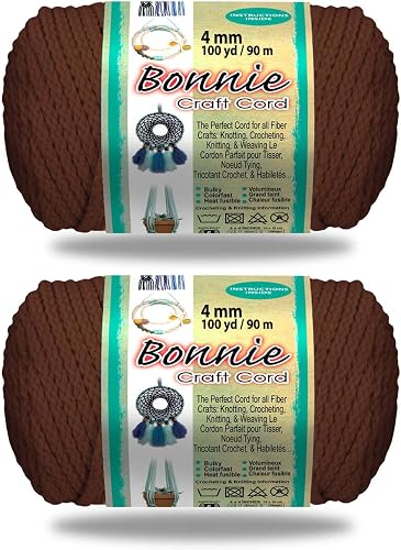 Pepperell Bonnie Braid Macrame Cord | 4mm x 100yd | Value 2-Pack | Twisted Polypropylene Cord for DIY Crafts, Plant Hangers, Wall Hangings, Crochet & Macrame (Almond)