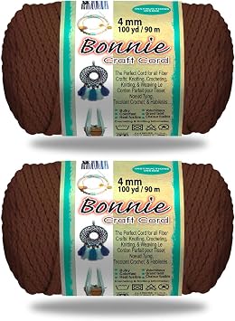 Pepperell Bonnie Braid Macrame Cord | 4mm x 100yd | Value 2-Pack | Twisted Polypropylene Cord for DIY Crafts, Plant Hangers, Wall Hangings, Crochet & Macrame Almond
