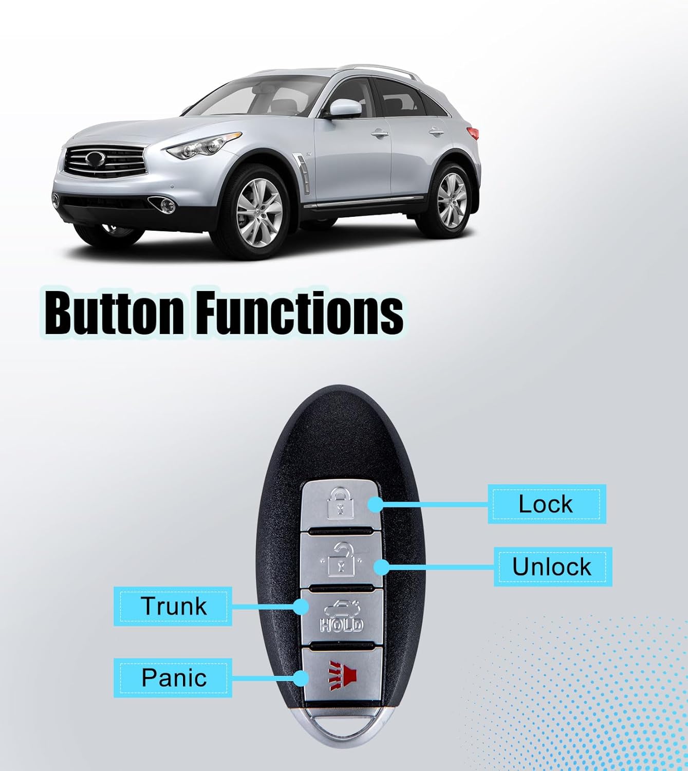 Smart Proximity Car Key Keyless Entry Remote DIY Kit Replacement for 2007-2012 Nissan Altima Maxima/2009-2012 Infiniti FX35/G37/FX50 KR55WK48903 KR55WK49622 (1PCS Remote Kit)