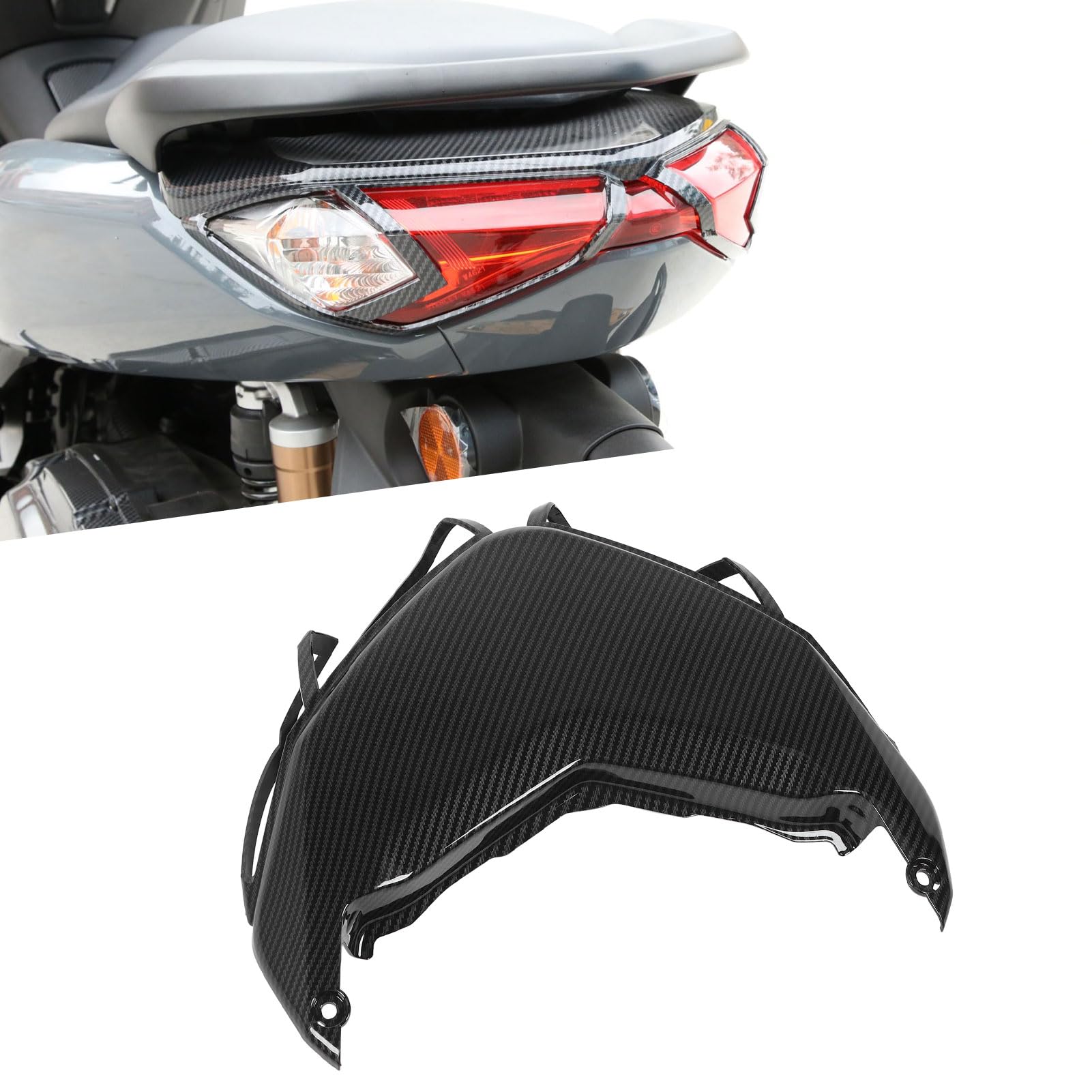 Cubierta de Luz Trasera Estilo Fibra de Carbono para NMAX 125155 2020-2024, Diseño Elegante y ABS Duradero, Fácil Instalación con Tornillos Originales Fijos