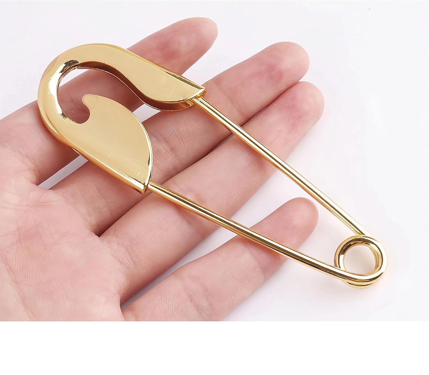 5pcs 4inch Extra Large Safety Pins, Heavy Duty Strong Laundry Safety Pins Coilless Gold Brooch Pins for Quilting, Clothes, Jewelry, Shawls – Giant Decorative Sewing Pins