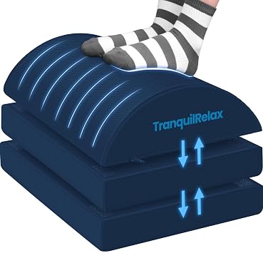 TranquilRelax Foot Rest Under Desk, 3-Height Adjustable Foot Stool, Blue