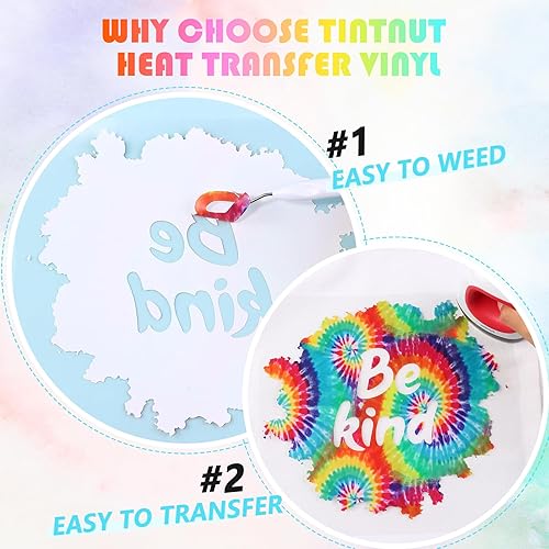 Miniatura 10 de Tintnut Rollo de vinilo de transferencia de calor de teñido anudado, rollo de 12 pulgadas x 5 pies, rollo de vinilo HTV de gran gradiente para
