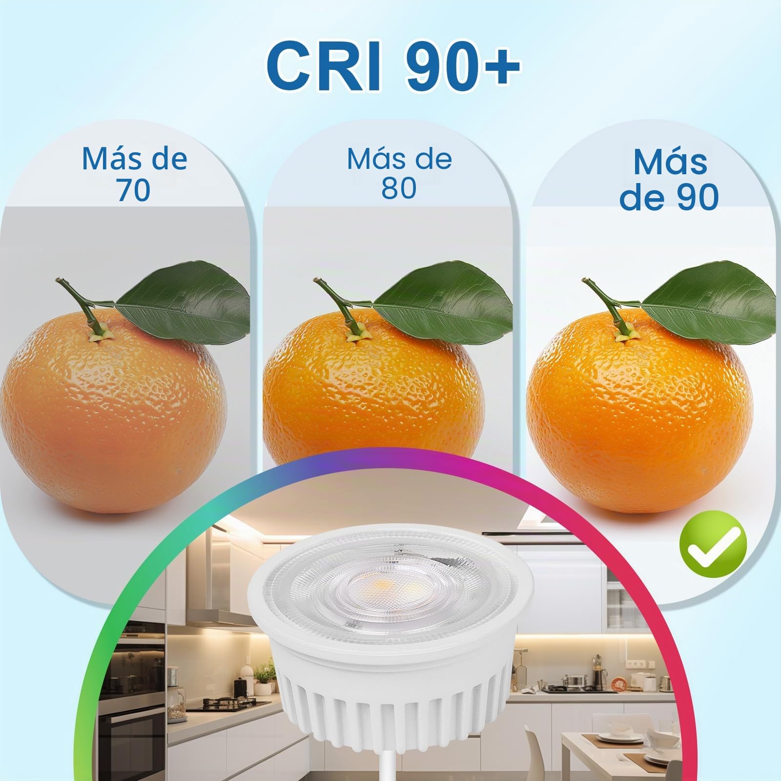YindaLux 10x 3CCT Módulo LED 230V - 4.9W 500LM 38° ángulo de Haz Para Focos Empotrables - 3000K/4000K/6000K Regulable - Sustituye a la bombilla GU10 MR16 - IP44 Estanca