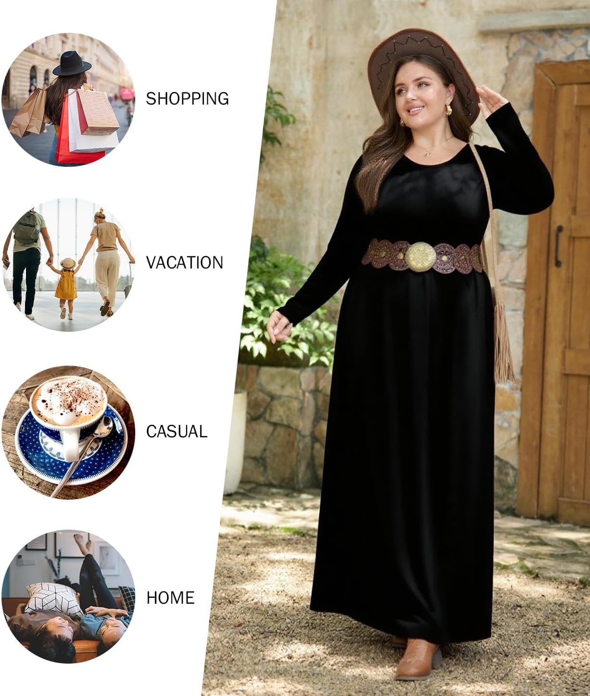 OLRIK Womens Plus Size Maxi Dresses for Curvy Women Fall 2025 Casual Long Sleeve Long Dress with Pockets 1X-5X - Image 3