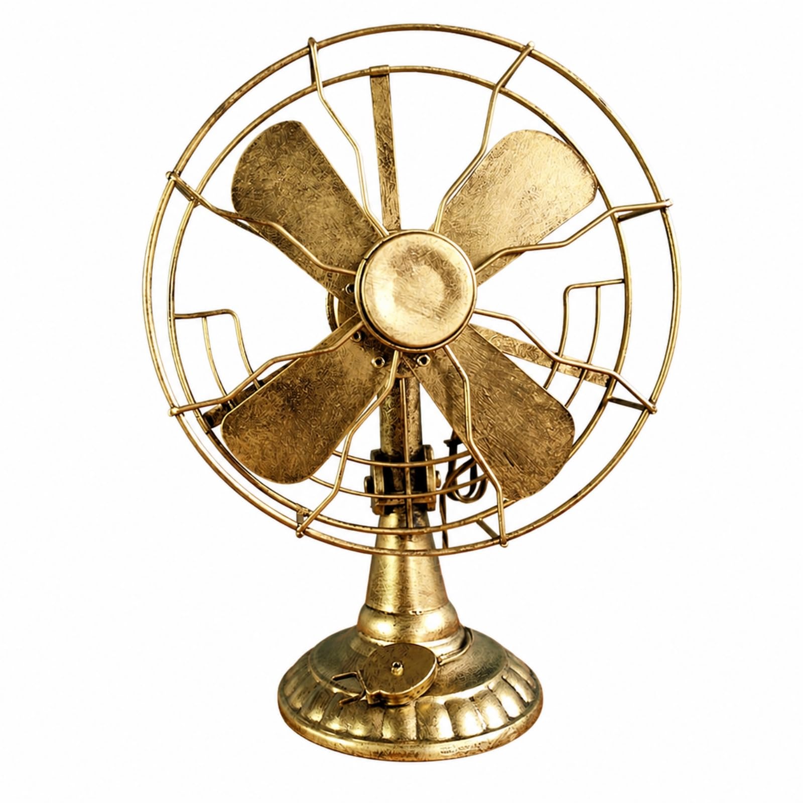 Ventilateur Table Vintage En Métal Classique Ventilateur Décoratif Cage Protection Compact, Café, Or
