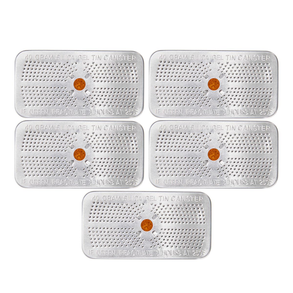 SOLUSTRE Pacchetti di Silice Riutilizzabili 40g Indicatore Colore Arancione 5 Pezzi, Assorbitori di Umidità per Casseforti, Armadi, Fotocamere e Dispositivi Elettronici, Essiccanti Sicuri