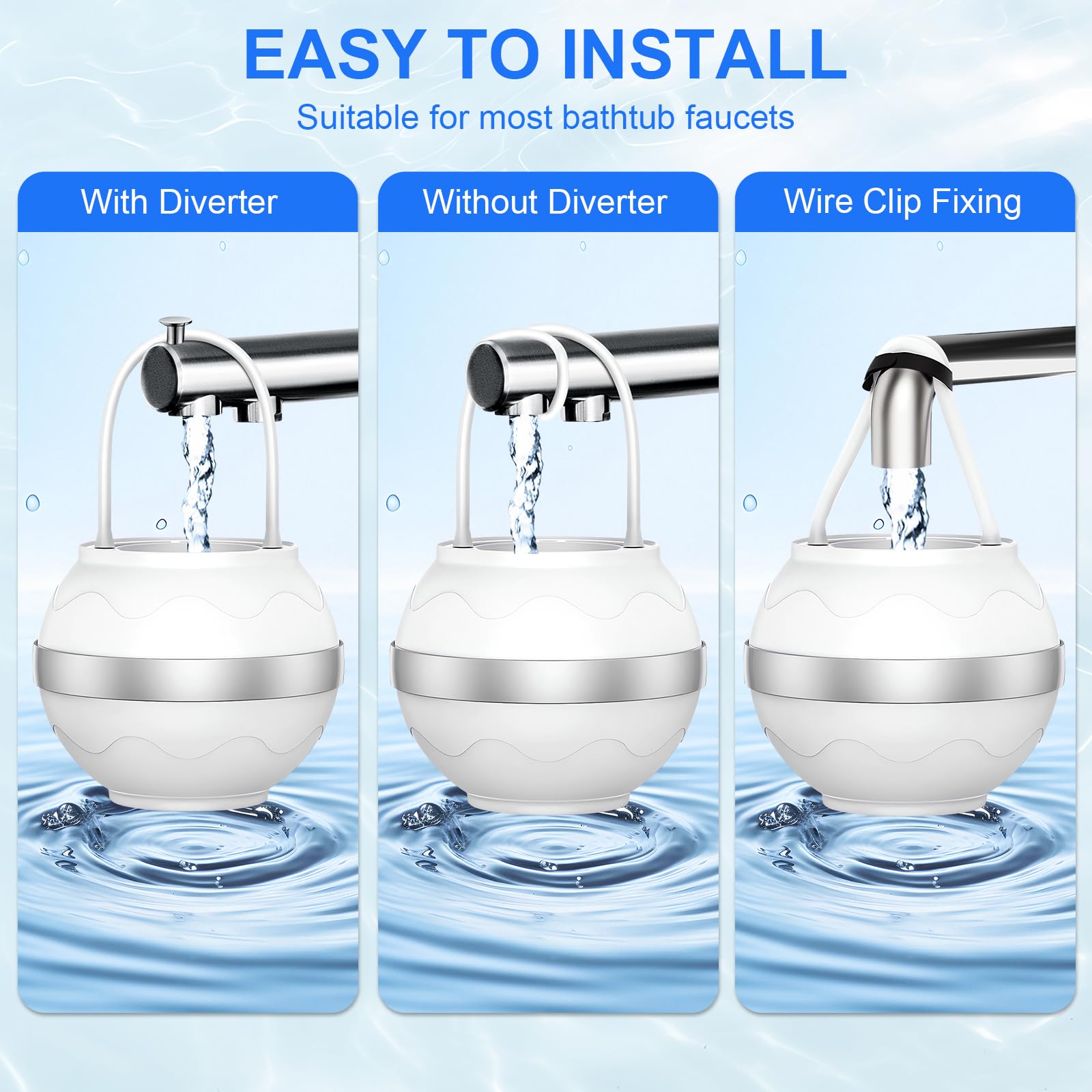 8 Stages Bathtub Filter-Bath Filter For Babies And Adults 2,500 Gallons For Tub, Removes Contaminants For Smoother Skin, Hair, Nails, Purify Your Bathwater For Healthier Skin And Hair-White