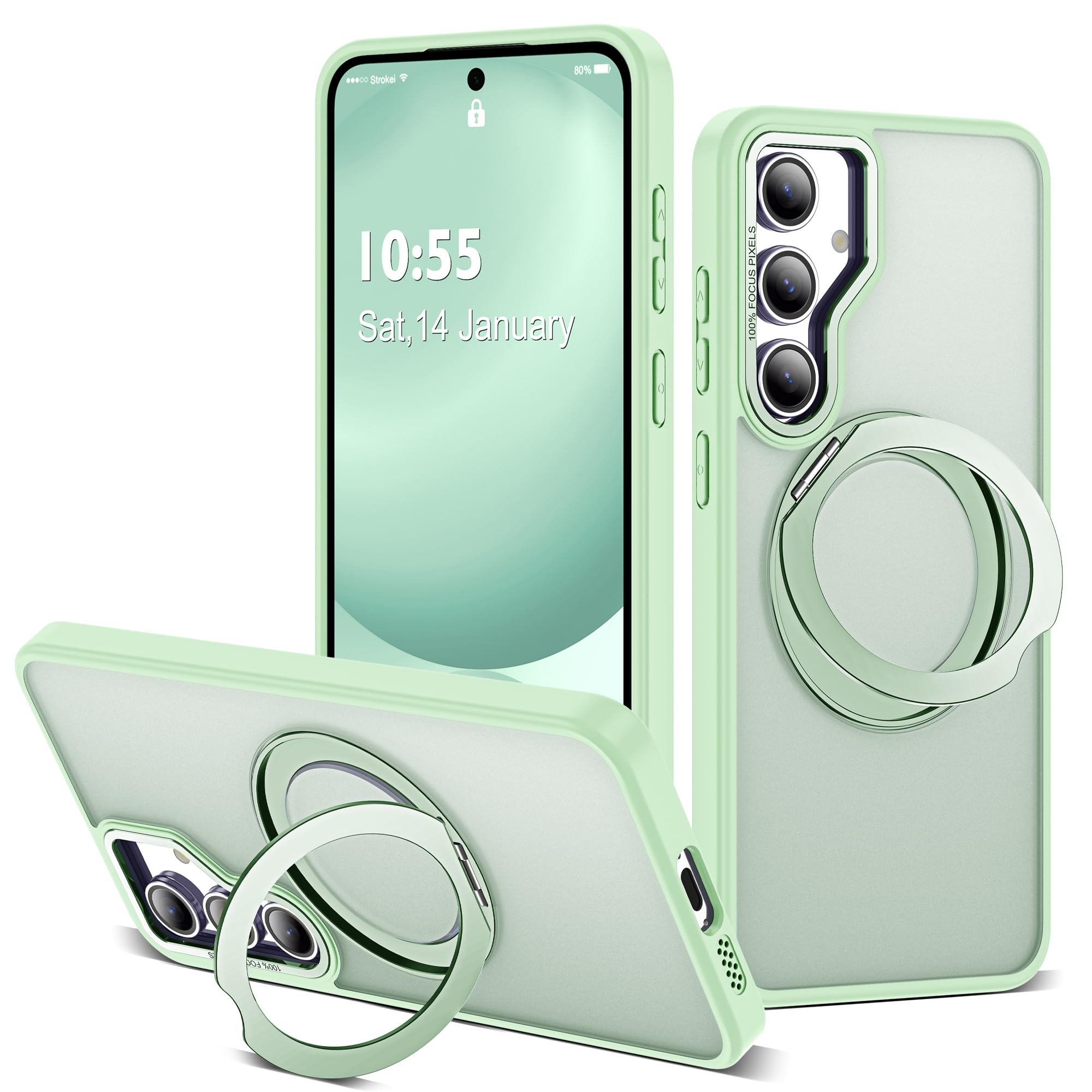 for Samsung Galaxy S24 FE Case with 360° Spin Stand,Green
