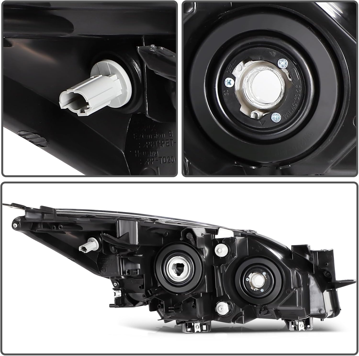 LSAILON Fit For Mazda 3 2010-2013 Headlight Assembly Black Housing Clear Reflector Clear Lens Driver and Passenger Side