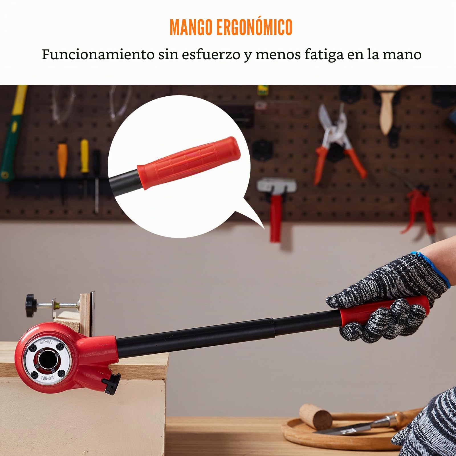 VEVOR Kit de Roscado de Tubos con Trinquete 1/4" NPT ~ 1-1/4" NPT Juego de Troqueles de Fontanero Manual Portátil 6 Troqueles NPT Estuche de Almacenamiento para Plomería Tubos de Aluminio Hierro Cobre