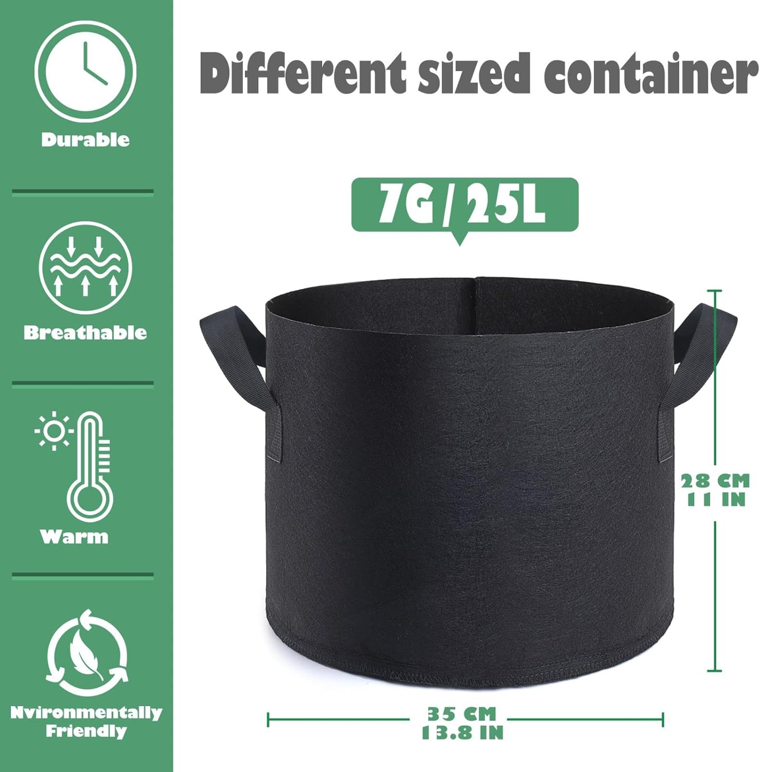 GROWTNT 7 Gallon Grow Bags 24 Pack,7 Gallon Fabric Pots,Garden Bags to Grow Vegetables,Planter Bag for Vegetables,Garden Pots with Two Handles.