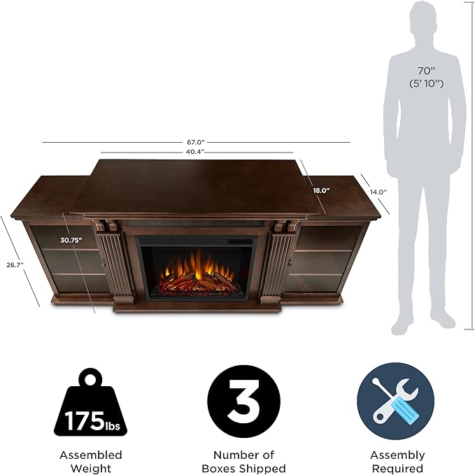 Real Flame Calie Chimenea Eléctrica TV Stand 67" miniatura 3