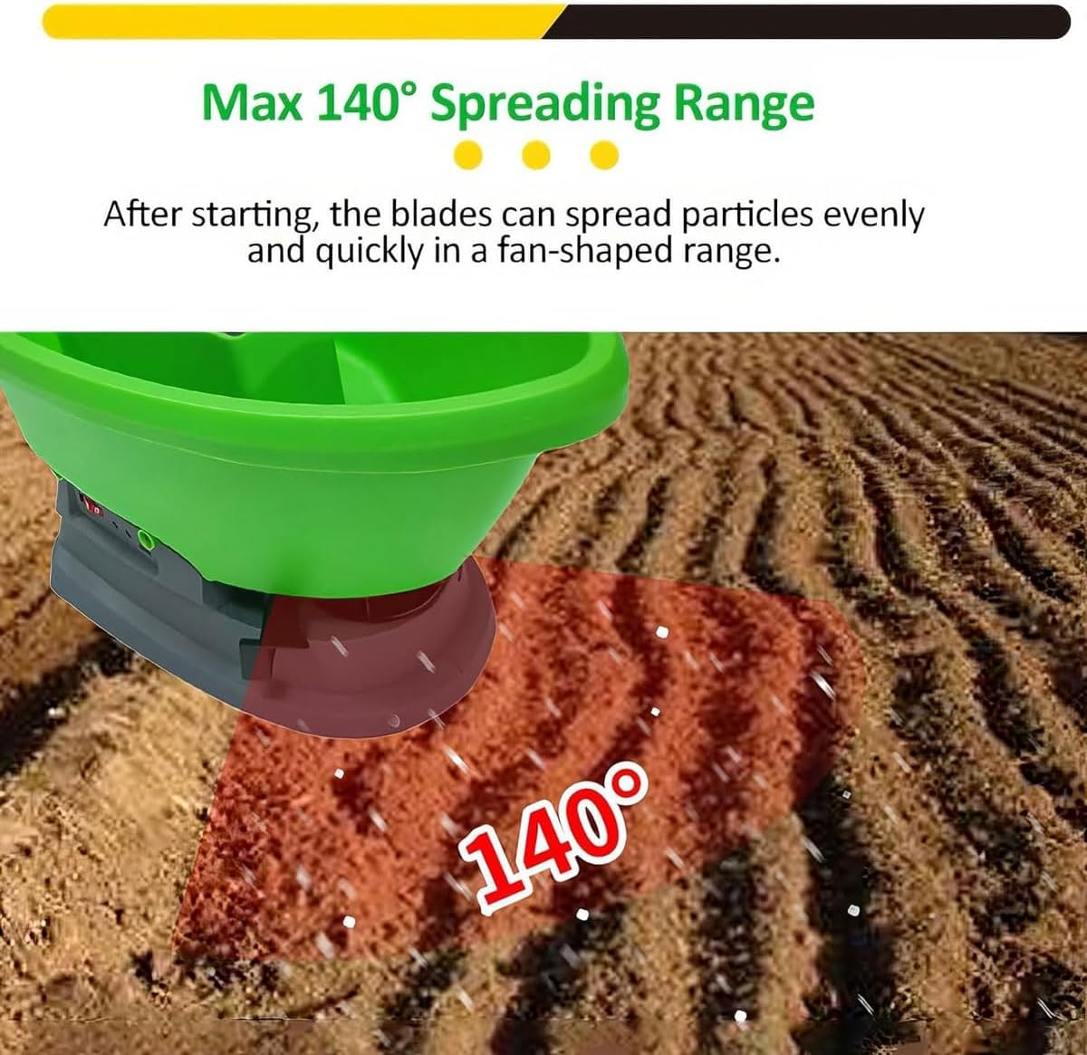 Cordless Handheld Seed Spreader,3L Portable Lawn Spreader with 5 Gear Adjust,Built in 2000mah Battery Salt Spreader, Variable Flow Rate,Adjustable Scatter Width,for Garden Lawn Small Farms