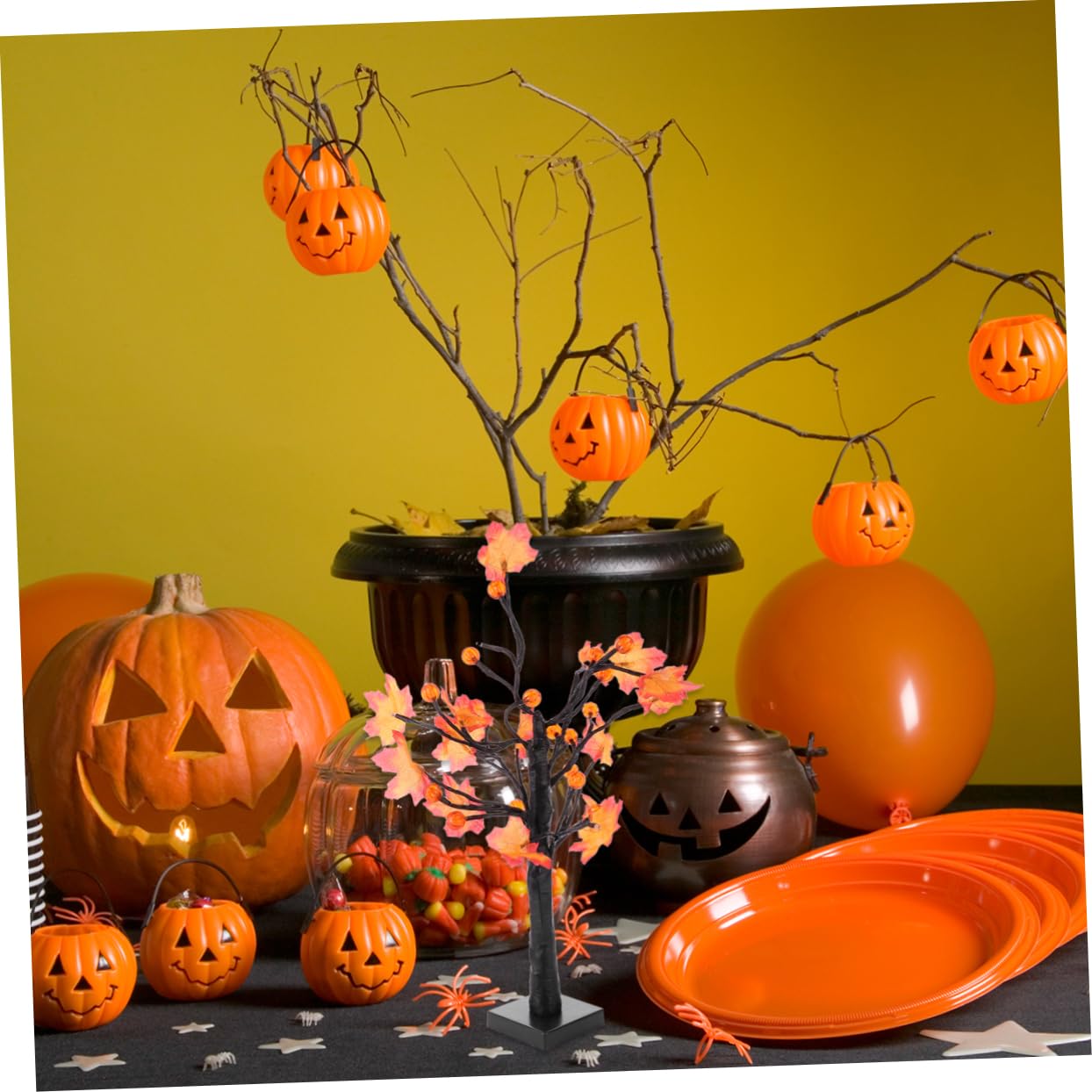 PRETYZOOM 1 Pc Pumpkin Maple Leaf Tree Lamp Lighted Tabletop Maple Tree Para De Mujer Interior Led Party Light Led Tree Light Thanksgiving Decor Plastic Tree Lamp Plastic Lamp Tree Shape