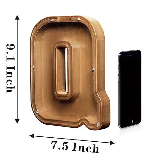 Miniatura 2 de AORCMITN Alcancias De Dinero de Alcancias De Dinero de Madera para Niños Niños Bote de Dinero para Niños Pequeños Letras Decoración (alfabeto Q)