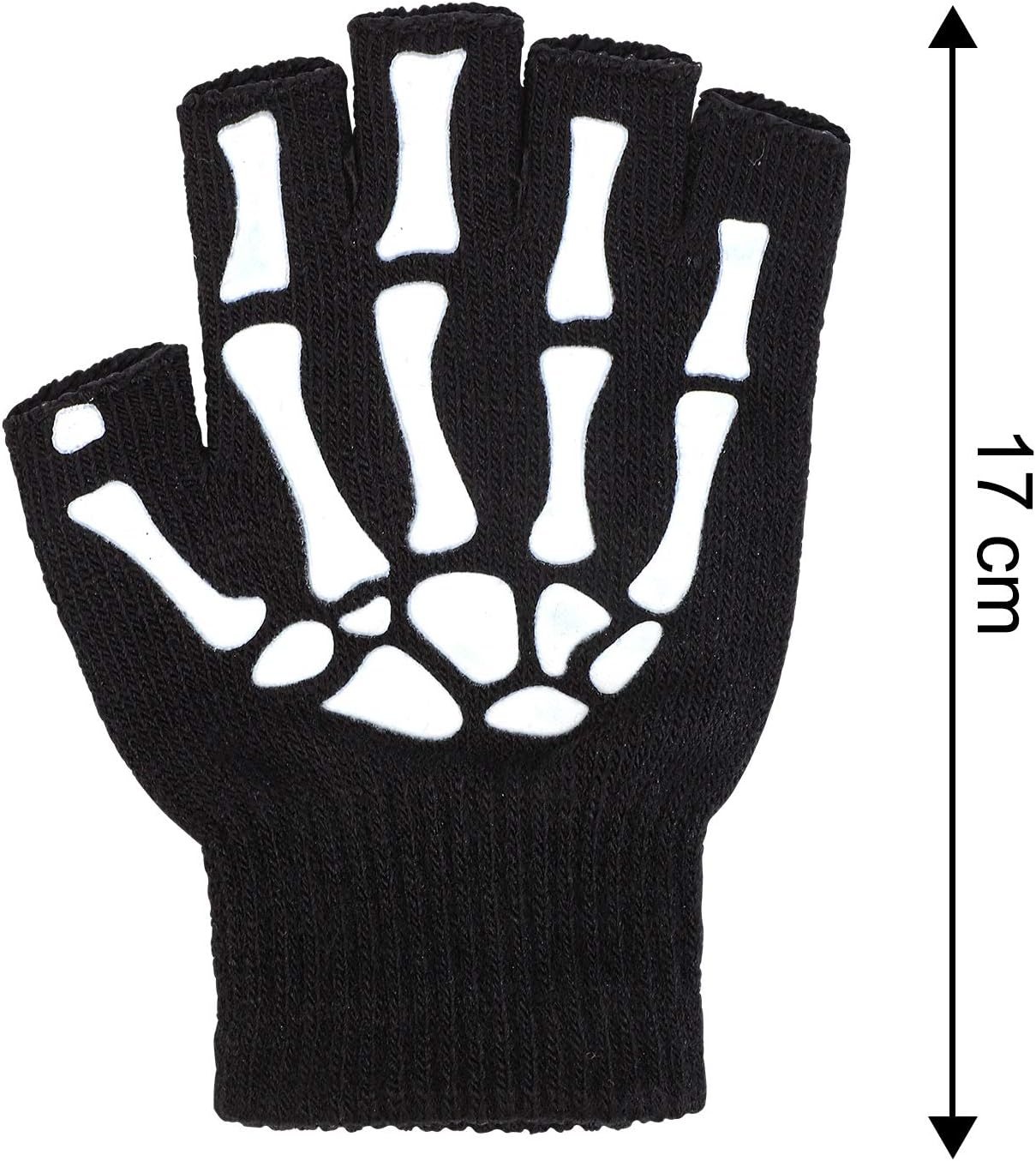 Cooraby Halloween Skeleton Gloves Glow in The Dark Knitted Mechanic Gloves : Clothing, Shoes & Jewelry