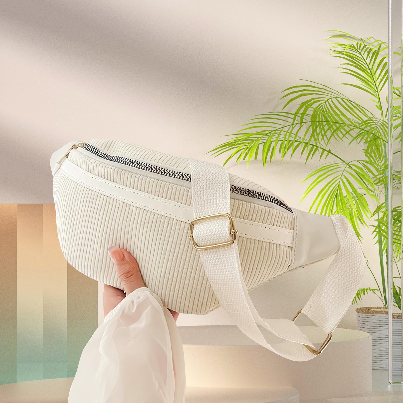 Torebka nerka, beżowa, torba biodrowa do uprawiania sportu na świeżym powietrzu, do miasta, Fanny Pack torebka na brzuch, festiwal, damska torba na brzuch na zakupy, randkę, w podróży i pracy