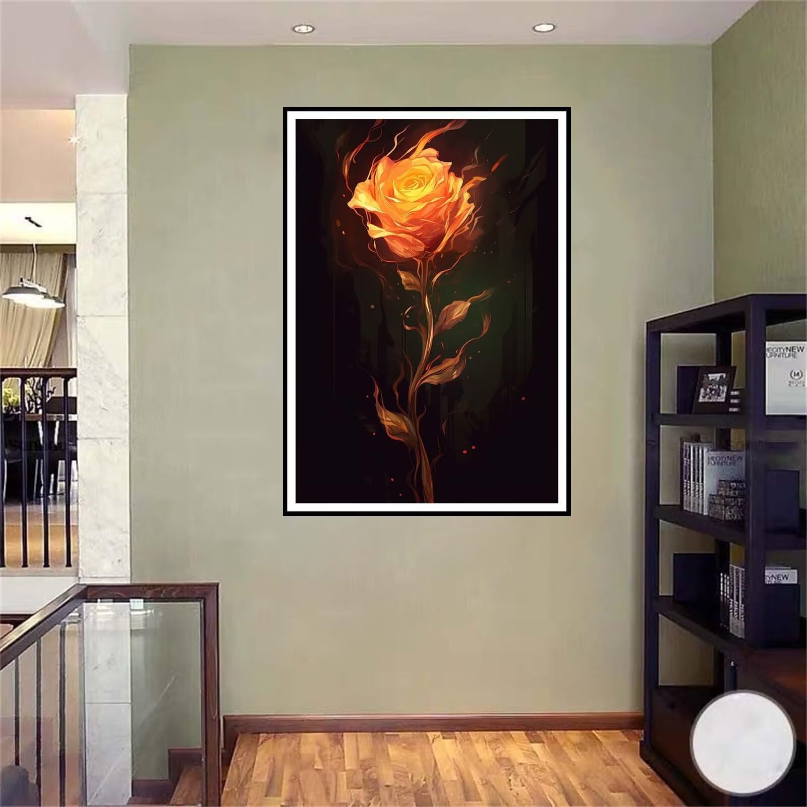 5D DIY Diamante Art Pintura kit Completo, Diamond Painting Adultos Niños Rhinestone Bordado de Punto de Cruz Artes Pintura Painting, Cuadros Decor para Cuarto, Sala de Estar - (Rosas de fuego) 60x90cm