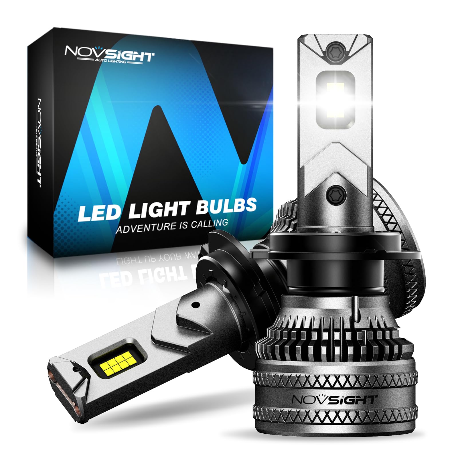 NOVSIGHT H7 LED Bulbs 45000LM Super Brighter Plug & Play | 200W, 6500K Lumière Blanche Forte, faisceau précis, turbo-ventilateur, 100 000 h, IP68, lot de 2