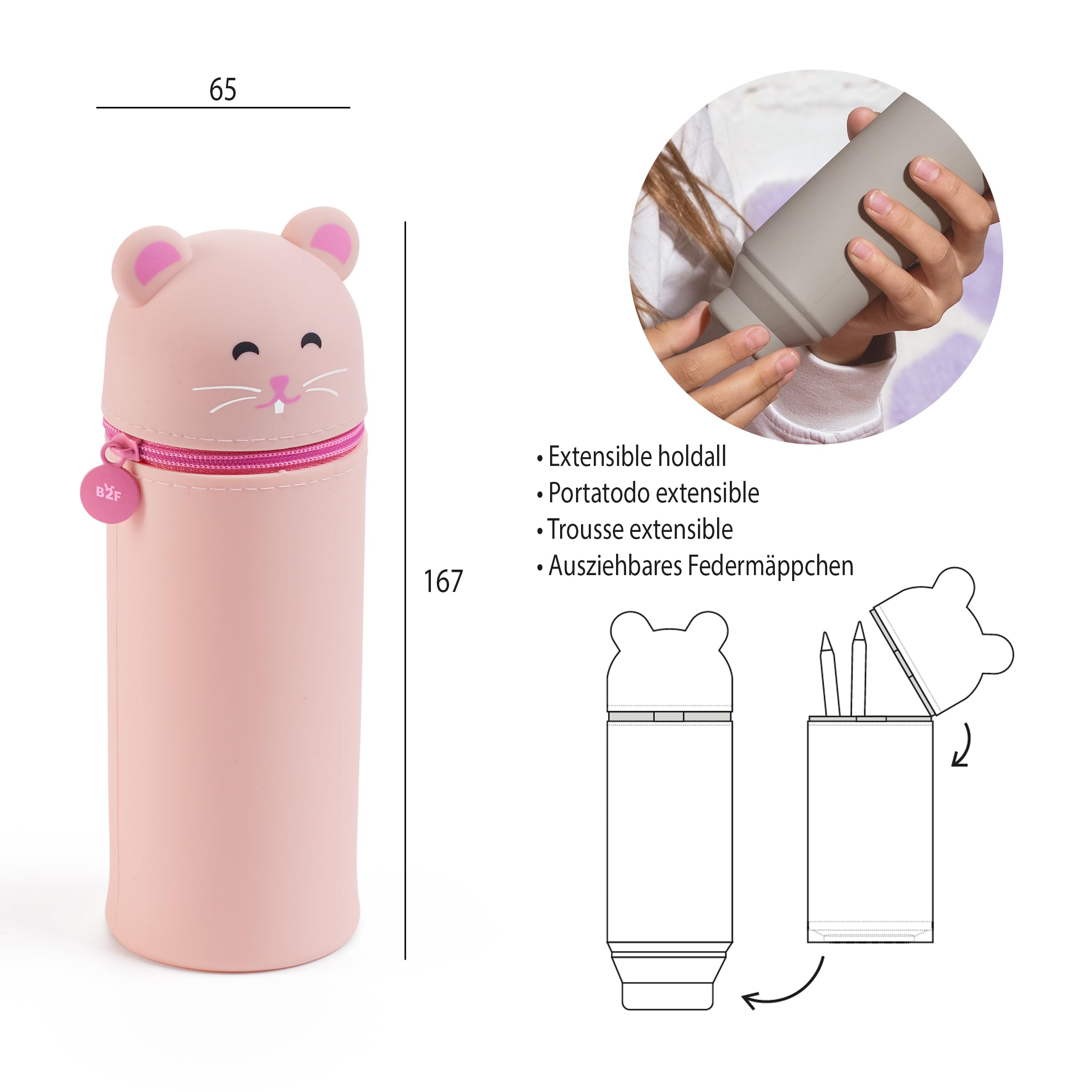 Back2Fun - Astuccio in peluche morbido per il cole, per l'uso