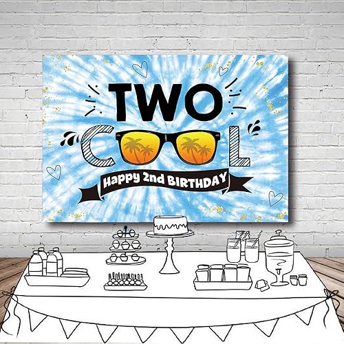 Miniatura 3 de MEHOFOND Telón de fondo de fiesta de cumpleaños de 8 x 6 pies con teñido anudado para niños, suministros de fiesta de feliz segundo cumpleaños,