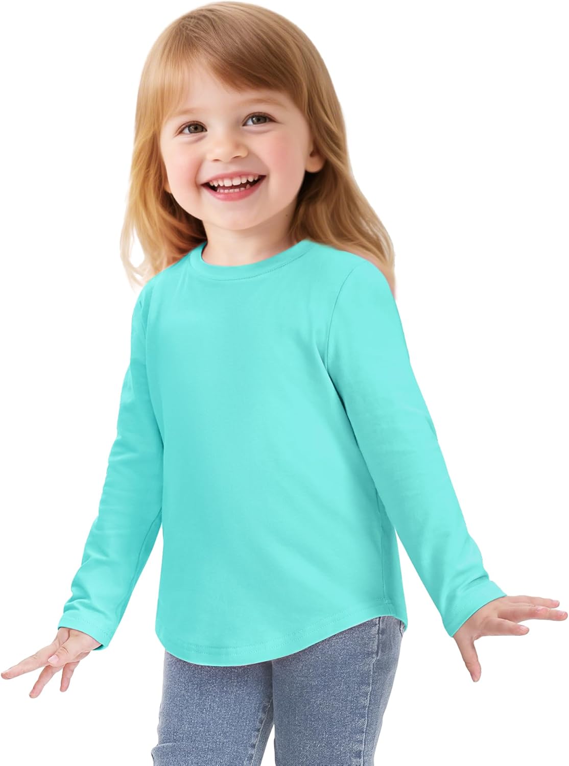 Witwot 3 Pack Toddler Girl Long Sleeve Shirts Soft Cotton Tees Baby Girls Crewneck Basic T-Shirts Tops for 18M-5T - Image 4