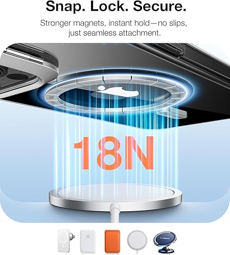 Miniatura 2 de TORRAS Funda ultramagnética para iPhone 15 Pro con soporte para cámara Stash, supera el 3 veces de grado mil, a prueba de golpes y compatible con