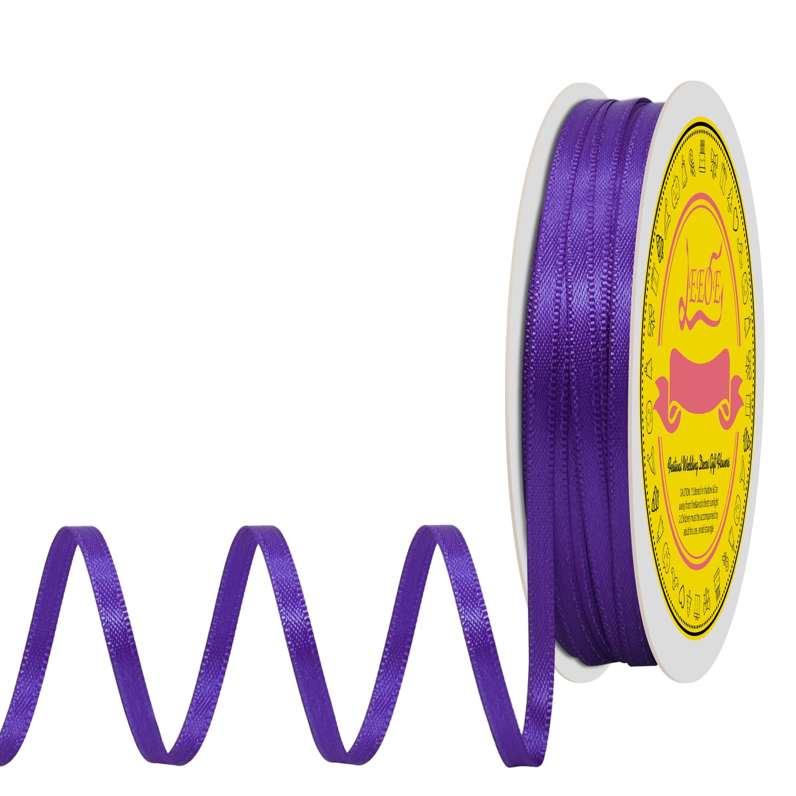 Double Face Purple Satin Thin Ribbon 1/8 inch X 50 Yards Polyester Purple Ribbon for Gift Wrapping Very Suitable for Weddings Party Hair Bow Invitation Decorations and More