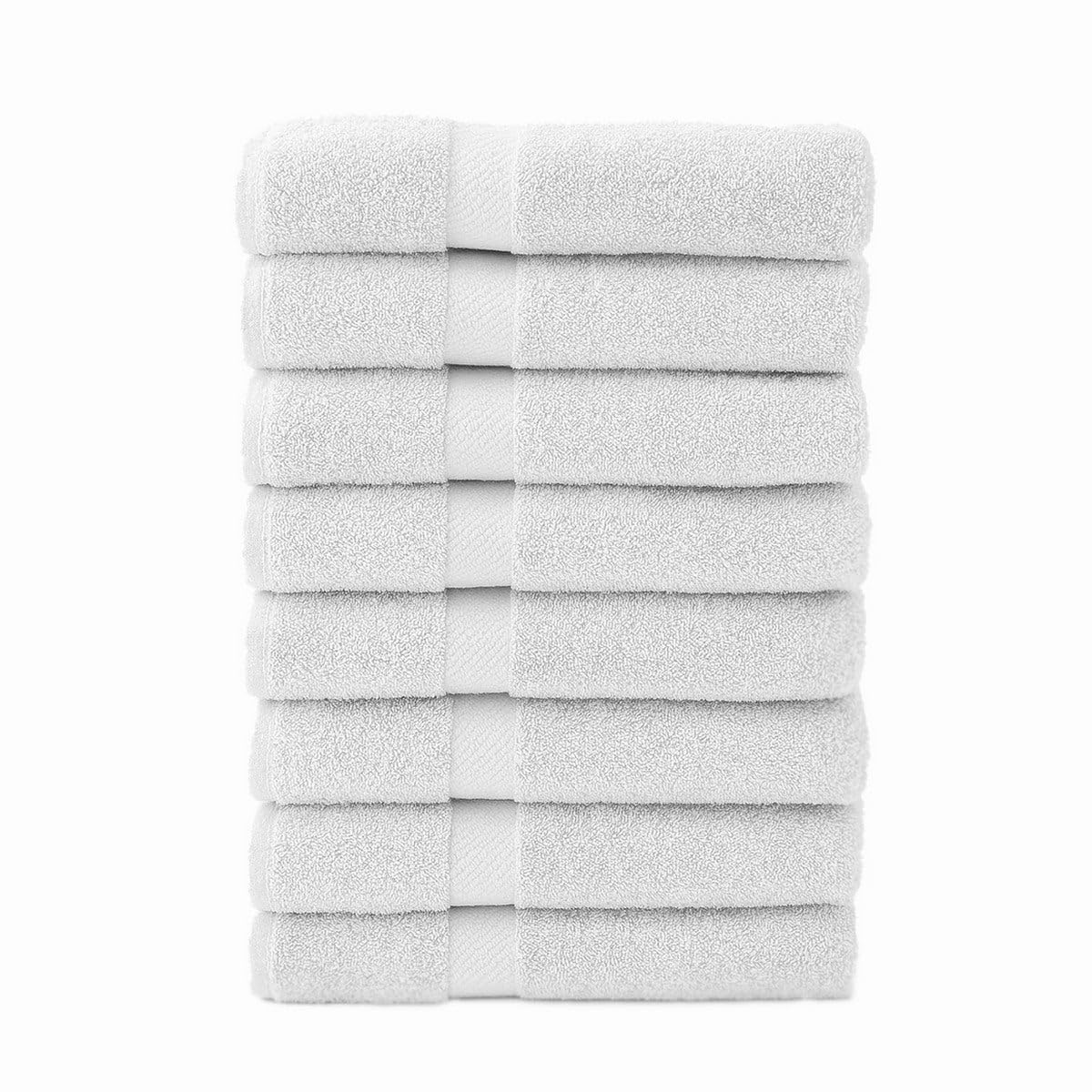 Juego de 8 Toallas de Ducha Blanco Roto 100% algodón Rizo de 140x70 cm | Tejido suave de gran gramaje con alta absorción. Aptas para lavadora, de uso diario.