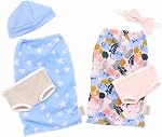 LullaBaby Poupées jumelles réalistes pour bébés, 14-Inch Ensemble de poupées pour bébé 2 poupées de bébé avec yeux bleus, tenues amovibles, 2 les sucettes, chapeau et bandeau pour nourrir le jeu, LullaBaby, 2+ Années