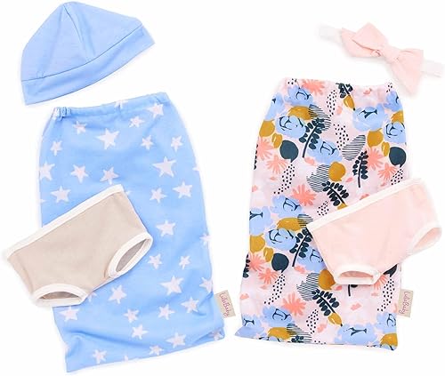 LullaBaby Muñecas y sacos de dormir realistas de 14 pulgadas para bebés, tonos de piel claros y ojos marrones, mantas de estrellas y flores,