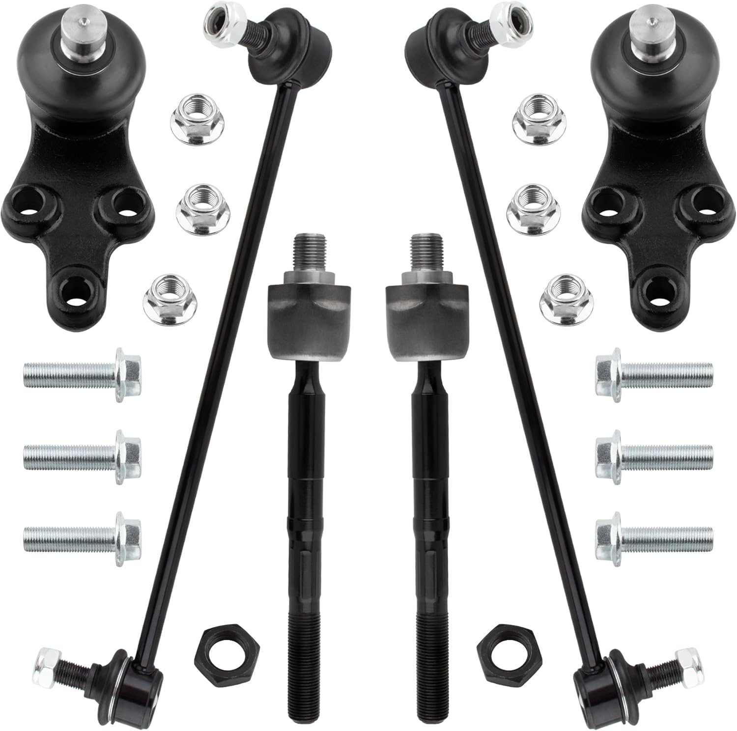 K750168 K750169 K500073 EV800299 Front Inner Tie Rod Ends Stabilizer Sway Bar Links Lower Ball Joints for Hyundai Entourage 2007-2009 Kia Sedona 2006-2014, Pack of 6