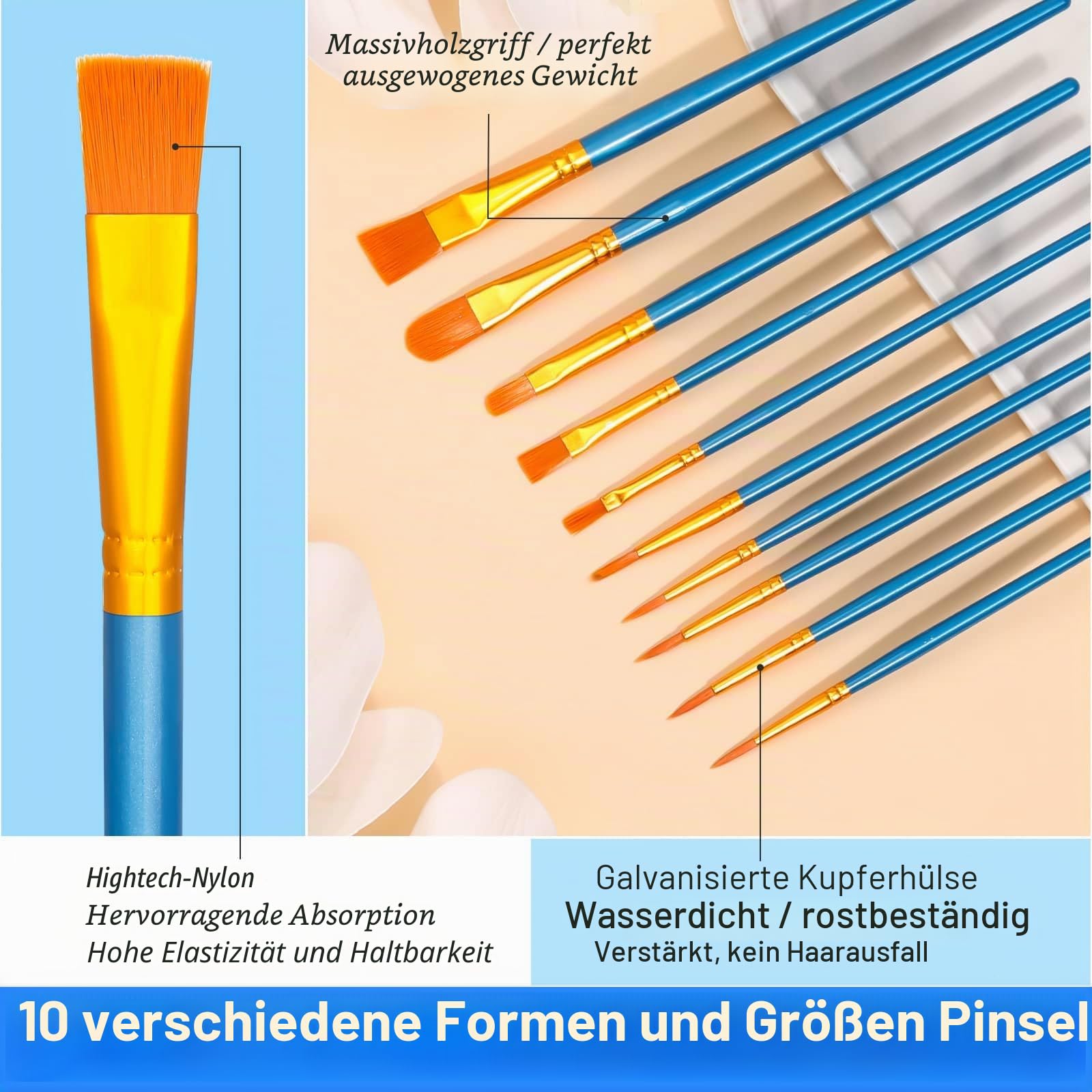 shynek 10er-Pack 20,3 * 25,4 cm Leinwandtafeln zum Malen, Kunstleinwand mit Staffelei zum Zeichnen mit 100 Stück sortierten Pinseln, Farbpaletten, 12-Farben-Acrylfarbe, Mini-Malset, für Erwachsene und