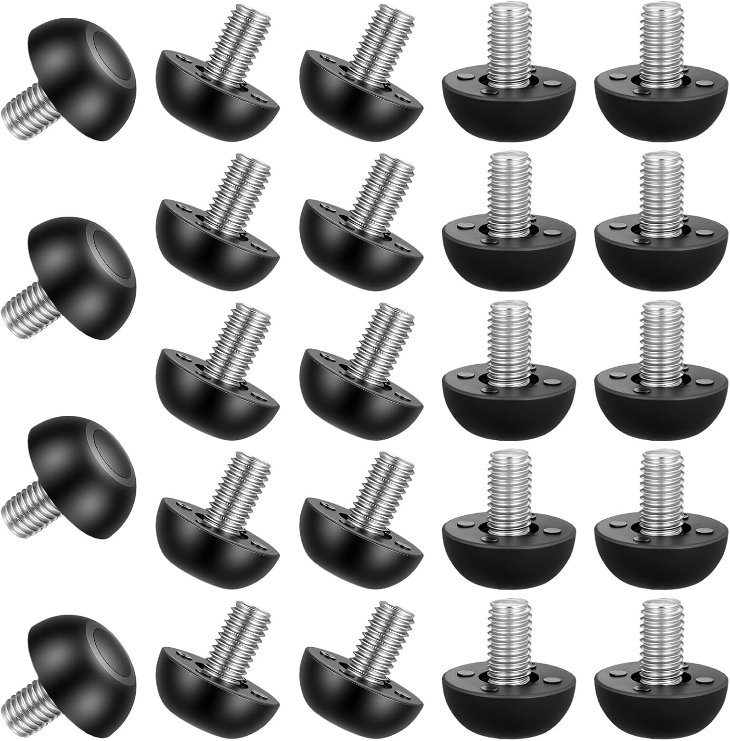 24 PCS M8 Furniture Leg Levelers - Stainless Steel & PP Table Levelers Adjustable, Table Feet Screw On Design, Furniture Leveling Feet for Wobbly Tables, Desks, Cabinets (M8 Thread)
