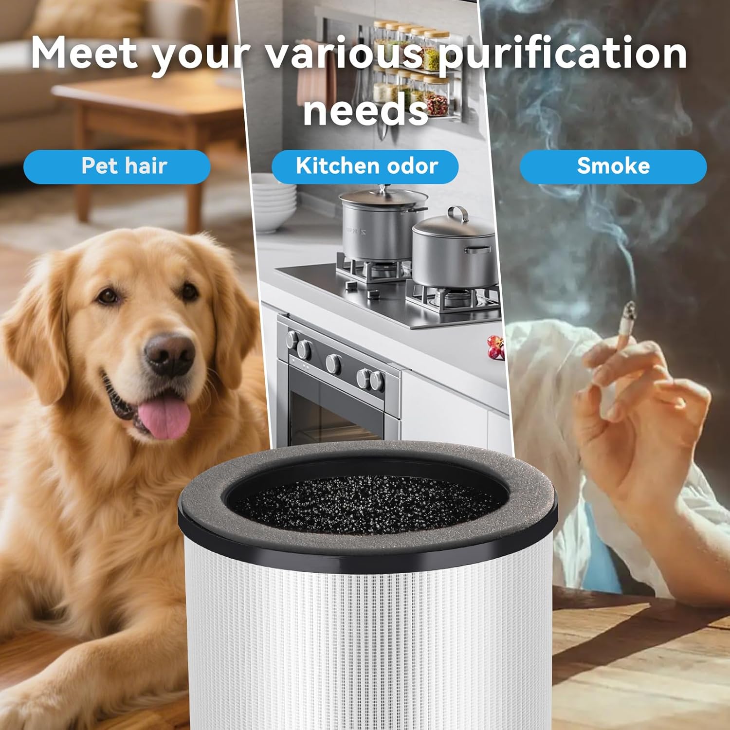 Small Air Purifiers for Bedroom Home Dorm Up to 600 sqft,20 dB Quiet Desktop Air Purifier With Night Light,H13 HEPA Filter,For Smoke Pets Dander Hair Filter,For Apartment Kitchen - Image 7