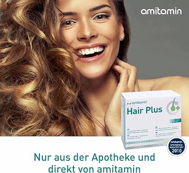amitamin Hair Plus Hair Vitamins 180 Complex Capsules 3 Months High Dose Zinc Copper Biotin Selenium Folic Acid Plus 16 Important Nutrients Also Against Hereditary Hair Loss Vegan |