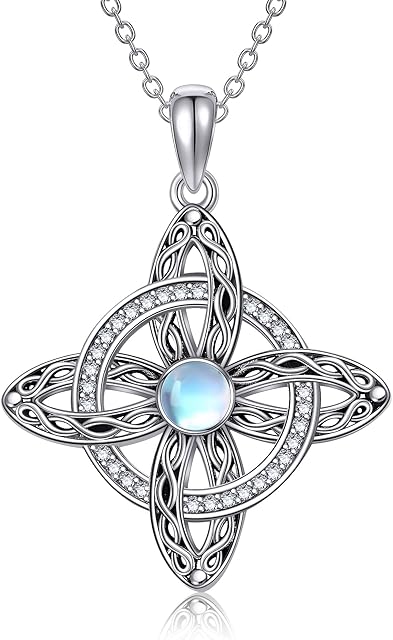 VENACOLY Witches Knot Necklace Sterling Silver Celtic Pendant Necklace Witches Jewellery Gifts for Women