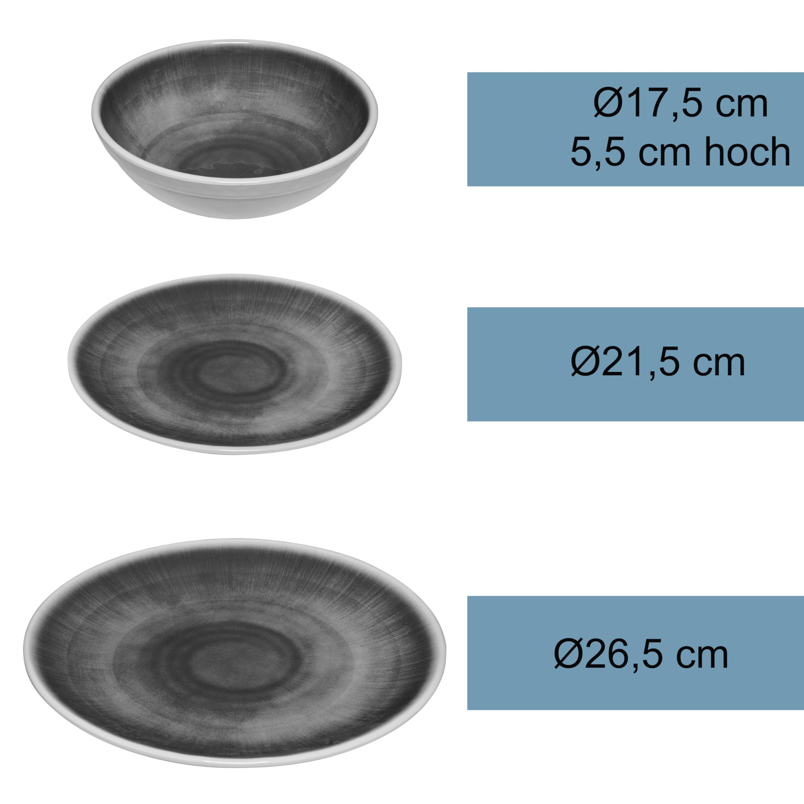 Melamin Geschirr Set Adria Blue Für 2 Personen - Campinggeschirr Spülmaschinengeeignet