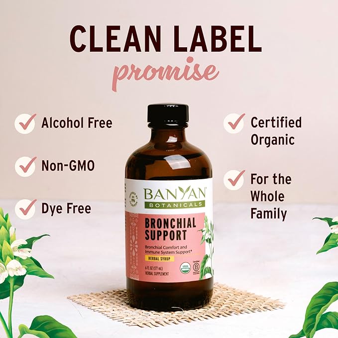 Jarabe de hierbas orgánico para soporte bronquial 6 oz miniatura 4