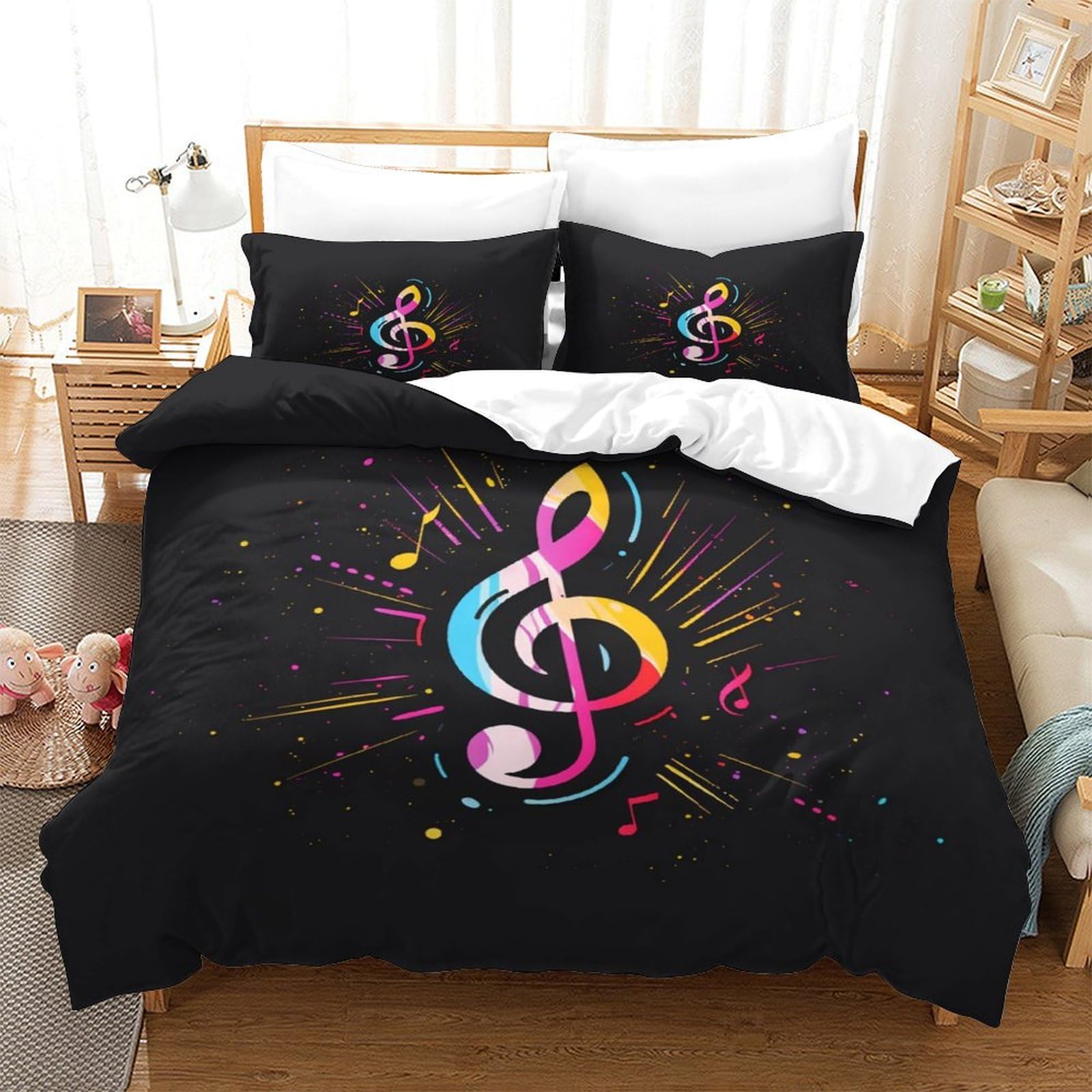 Parure de lit 140x200 simple avec housse de couette douce et 2 taies