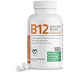 Bronson Vitamin B12 1000 mcg Sustained Release Premium Non GMO Tablets Supports Nervous System, Healthy Brain Function and Energy Production, 180 Tablets