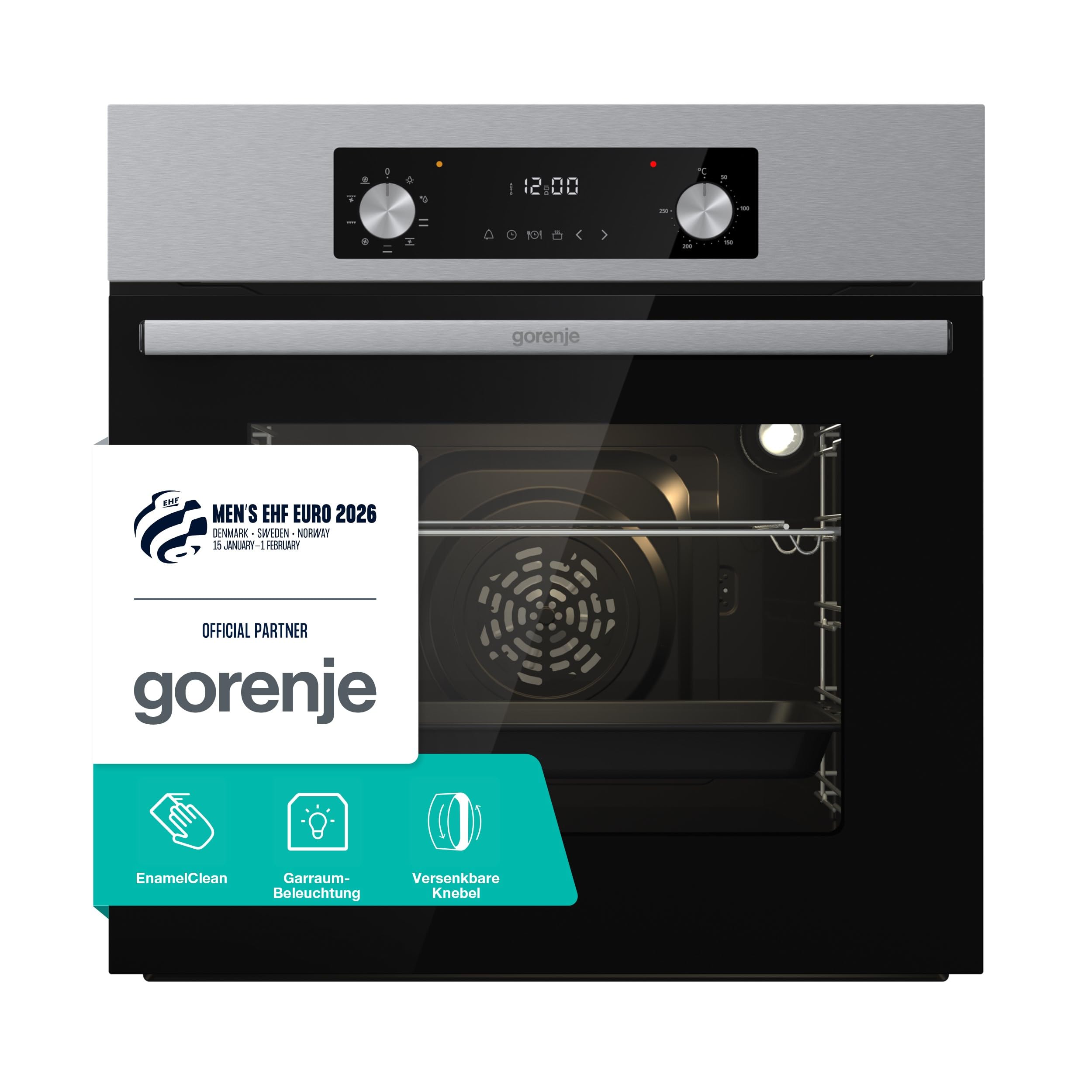 Gorenje BOA6737AO1X Einbaubackofen / 73 Liter/BigSpace/Heißluft / 250° maximale Ofentemperatur/EcoClean-Email / 2fach verglast / 9 Funktionen/EEK: A/Minimale Einbaumaße (HxBxT): 60x 56x 58 cm