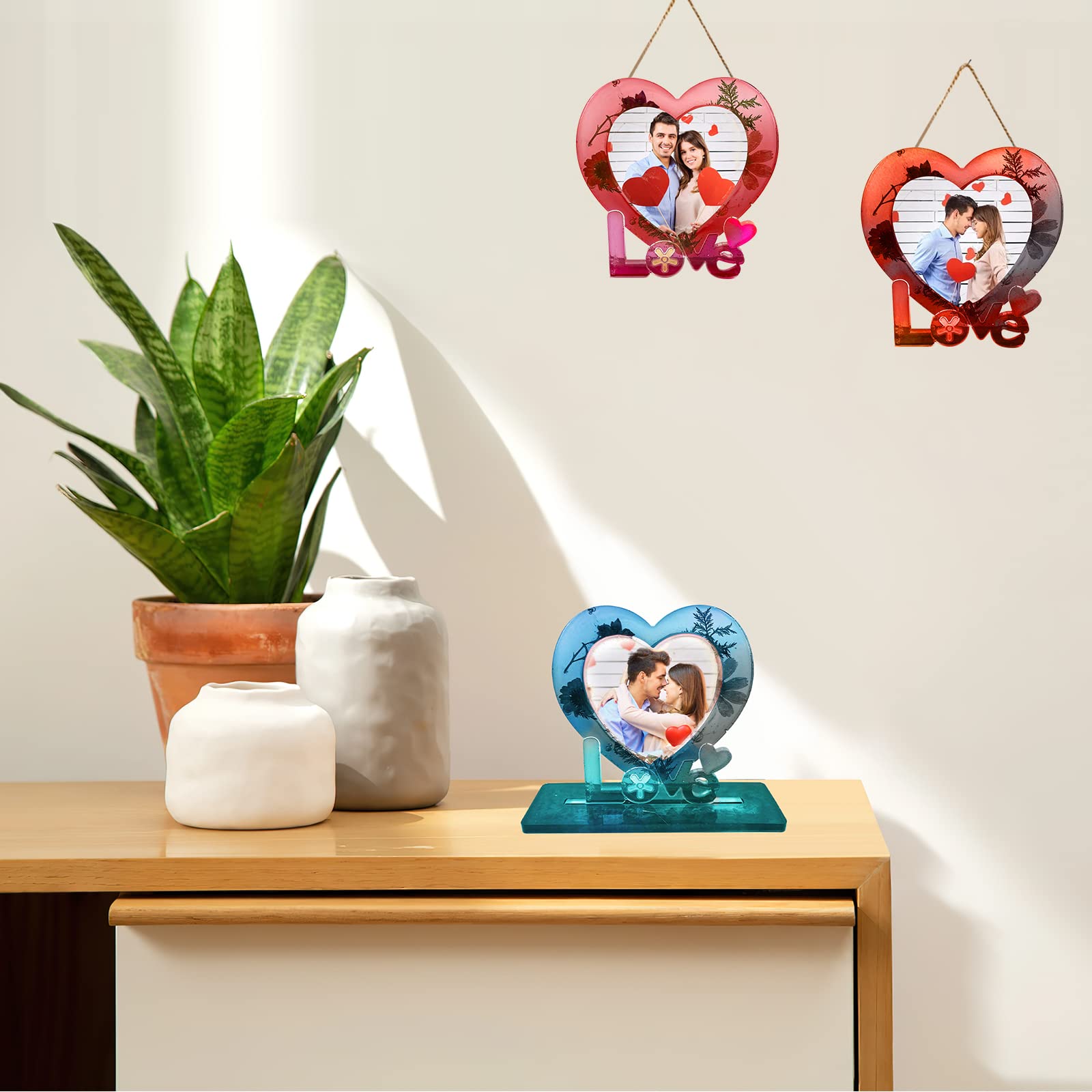 Stampi In Silicone Per Cornici Resina A Forma Di Cuore 'LOVE' – Fai Da Te Con Supporto Incluso, Per Foto E Decorazioni