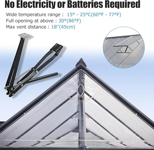 Miniatura 2 de CHANGE MOORE Abridor de ventilación automático para invernadero automático, negro, 1 paquete, abridor de ventana de techo, kit de ventilación