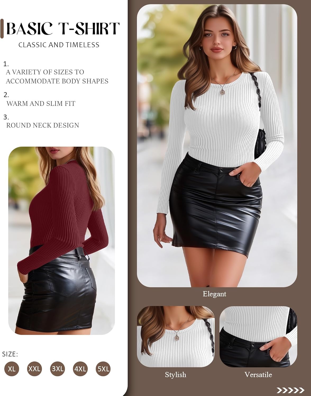 3 Pack Plus Size Thermal Shirts for Women Long Sleeve Ribbed Knit Underwear Tops Base Layer Tee - Image 3