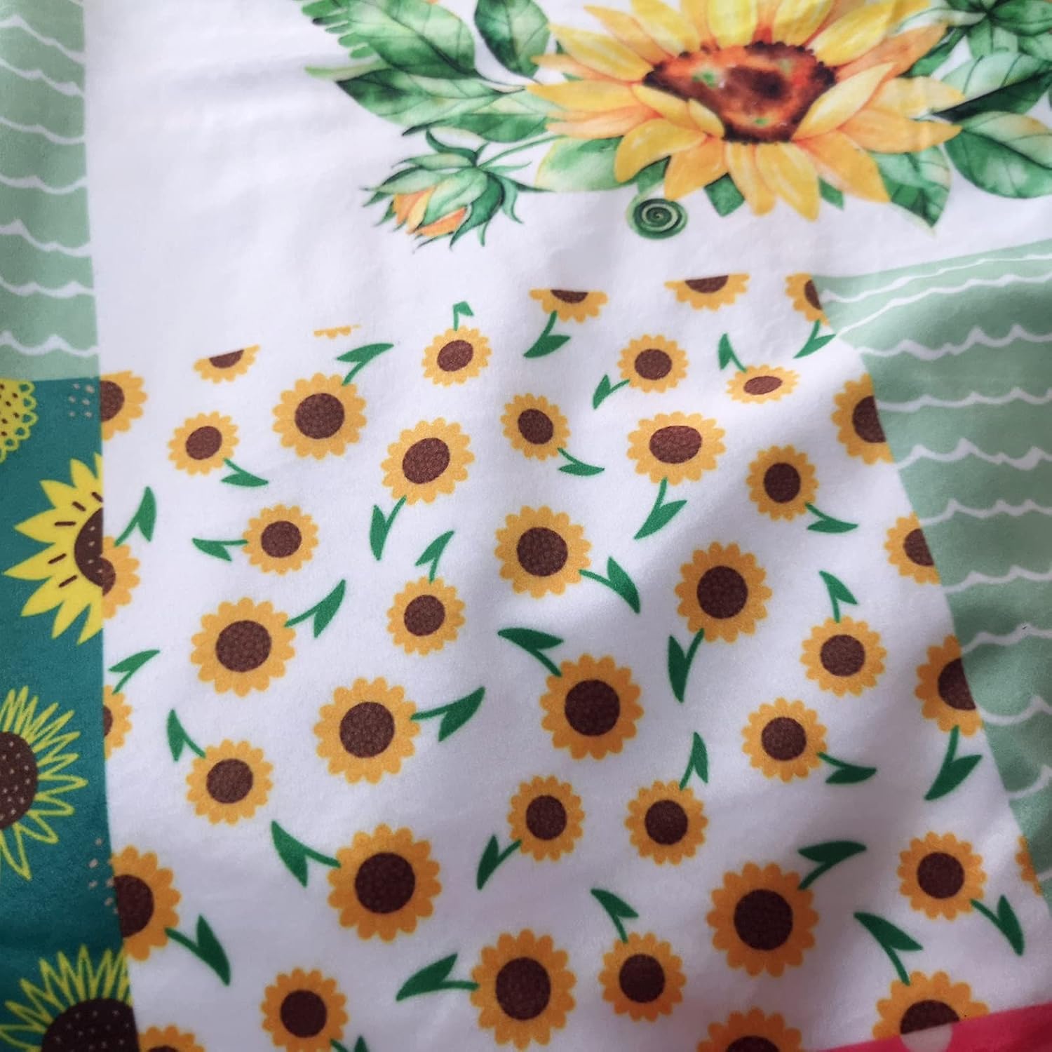 Personalized Sunflower Blanket with Name for Baby Girls - Baby Floral Swaddle Crib Blankets - Cute Monogram Baby Blanket Girl - Flower and Dots Patchwork Soft Plush Sherpa Blankets