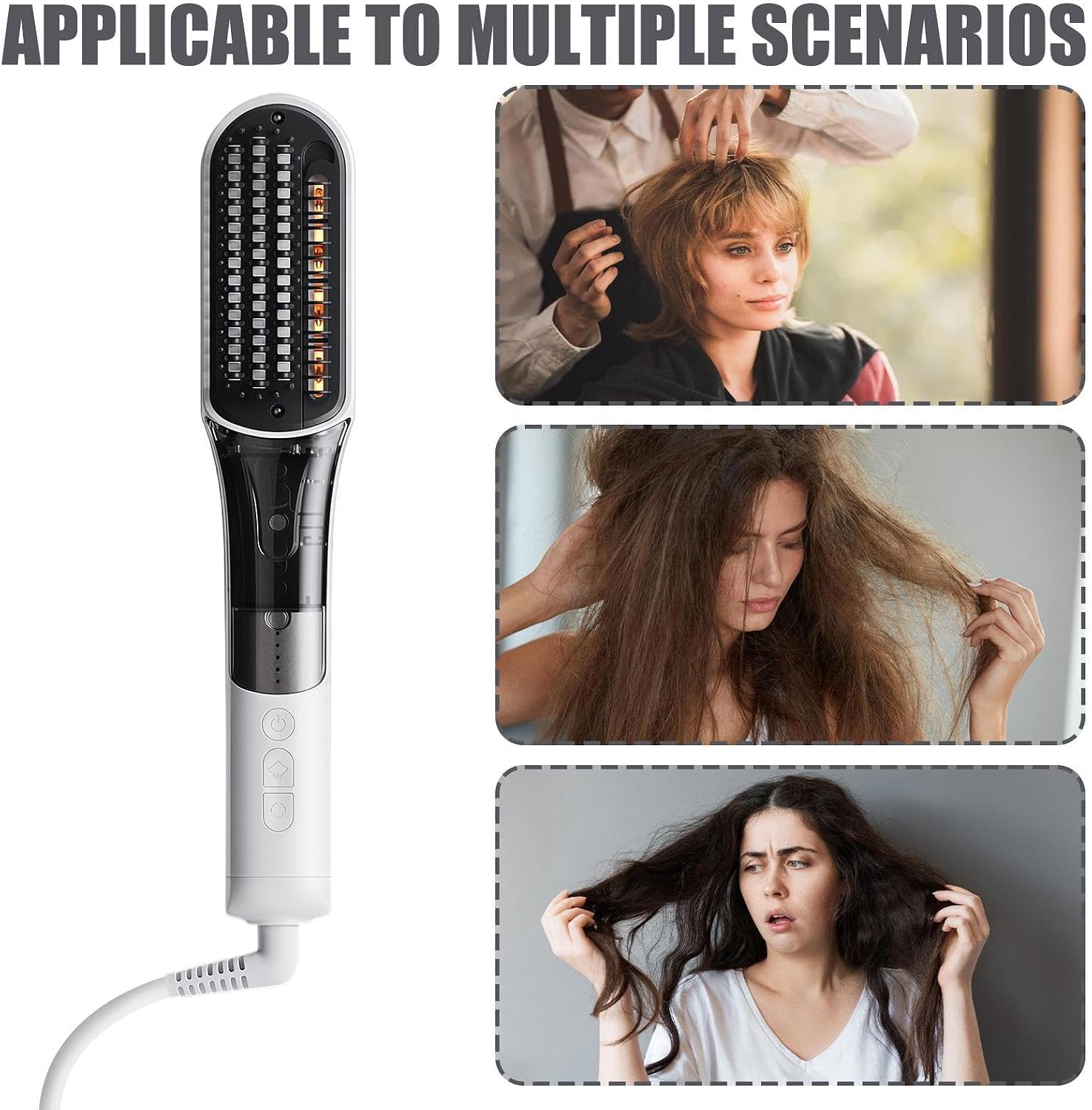 Steam Straightener Brush - Portable Fast Heating Comb Styling Tool, 4 Temperature Control Device, Size for Use, Ceramic Heating Build, Smooth Styling System, Travel Beauty Purpose