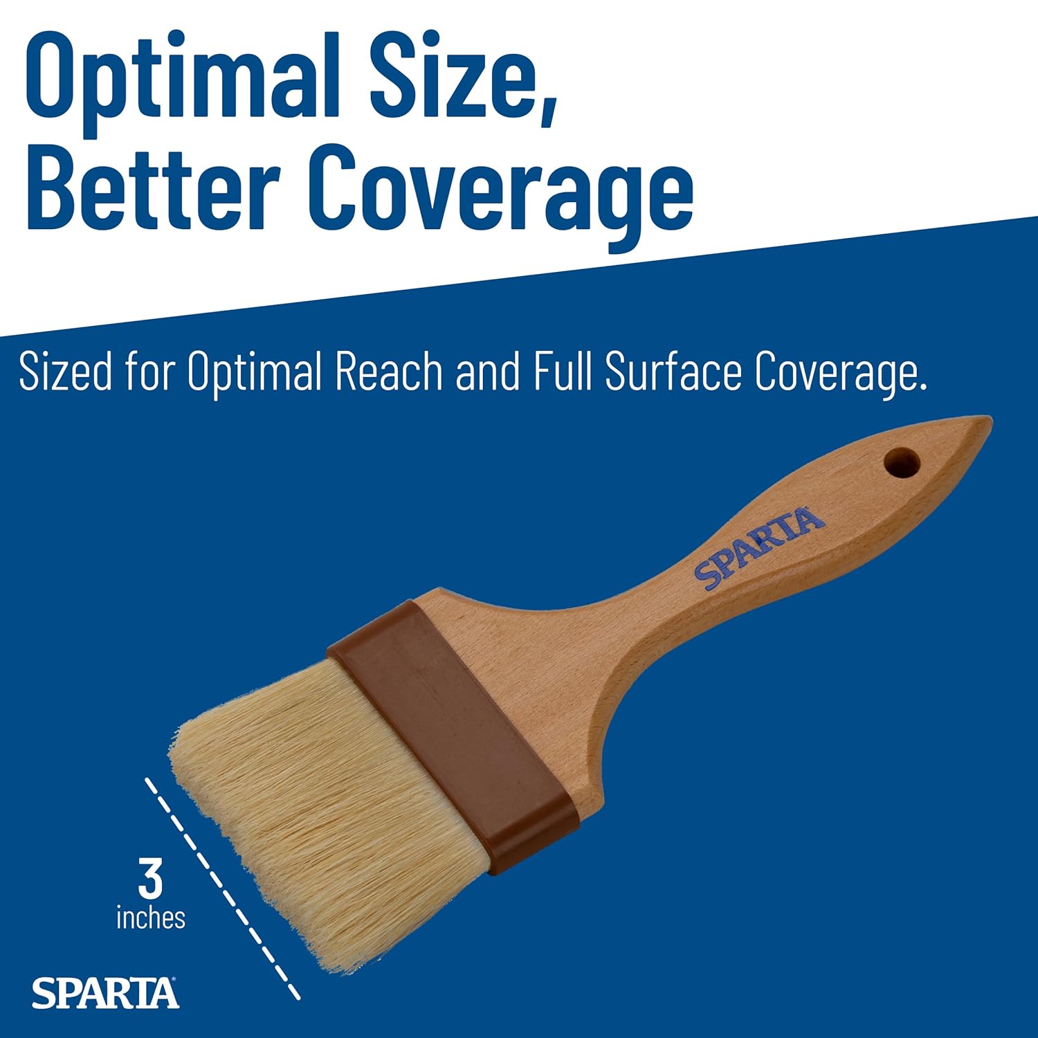 SPARTA 4037500 Boarhair Basting Brush, Flat Brush with Sturdy Wood Handle, 9.25"L x 3"W, Wood Handle (Pack of 12)